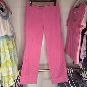 Lilly Pulitzer Pants Women's Cotton Palm Tree Accent‎ Wide Leg Light Pink Size 4